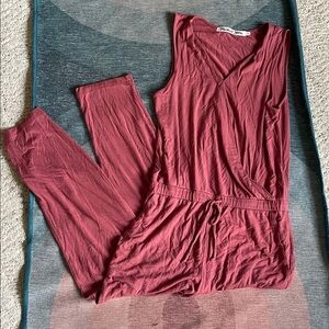 Michael Stars Cozy Jersey Knit Jumpsuit in Deep Burgundy